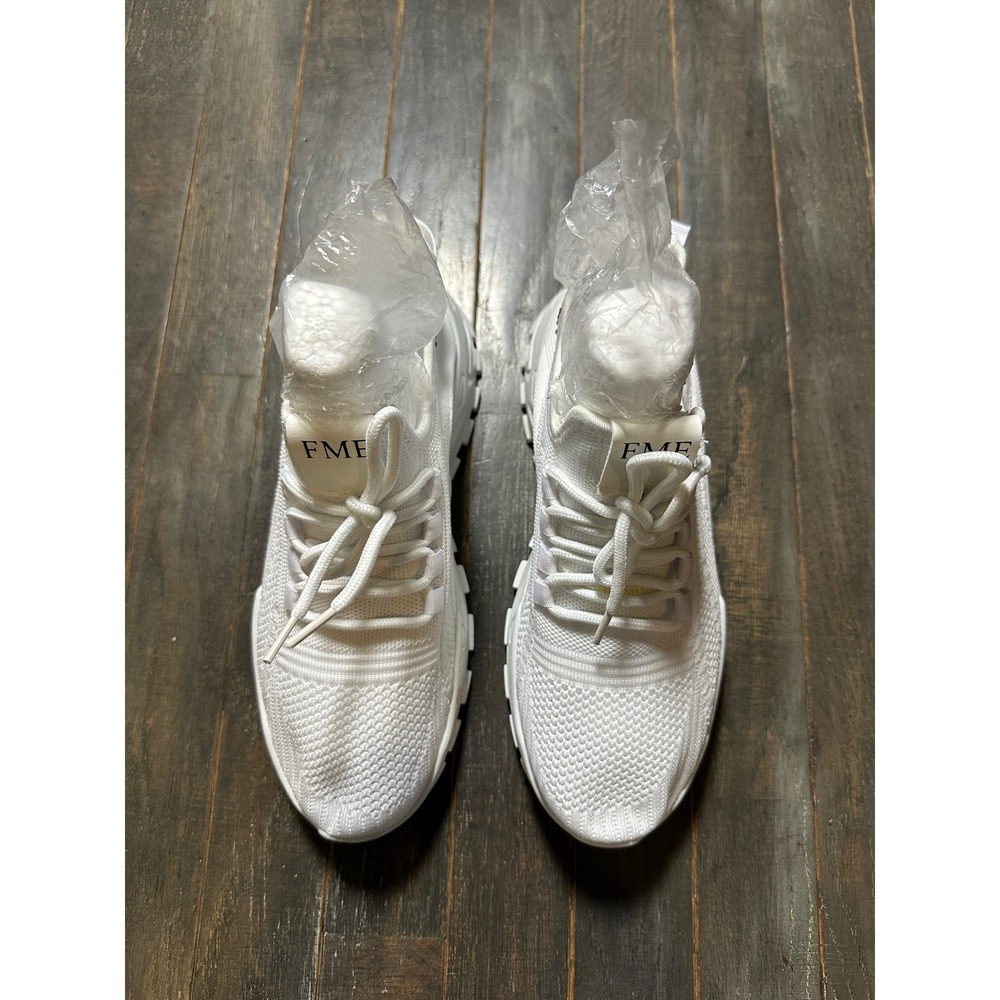 FME Womens White Knit Lace Up Sneakers Athletic Shoes Size 9.5